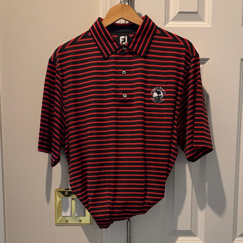 FootJoy Men's Polo with Red and Black Stripes